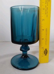 Set 6 Vintage Indiana Glass Colony Nouveau Goblets Glasses Riviera Blue Stemmed