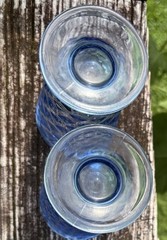 VINTAGE 2 Whitehall Fostoria Cubist American Ice Blue Footed Ice Tea Glasses