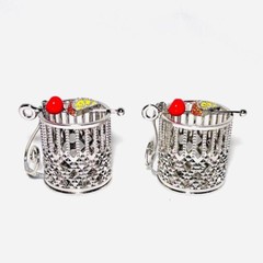 VTG 1980’s Two (2) Ornament Cups Metal Silver-Tone Lemon Cherry 1’Dia x 2 1/2″H