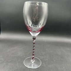 Pier 1 Red Swirled Stem Optic Teardrop White Wine Glass 9” Replacement