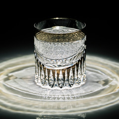 Edo Kiriko Whiskey Glass Hand Cut To Clear Black Crystal Tumbler 11oz