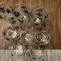 Vintage Libbey Frosted Silver Leaf Design Glasses Set Of 8