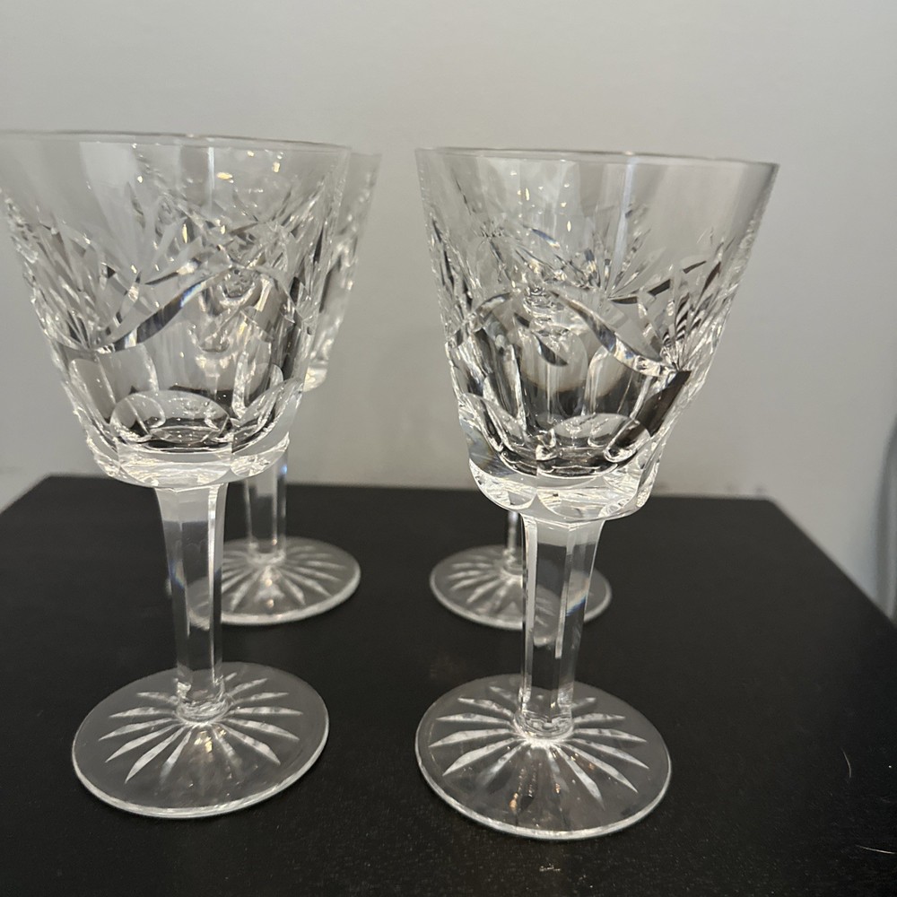 Waterford Crystal Ashling Wine Goblet Glasses 5 7/8″ tall Set Of 4