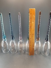 6 Footless Champaign Flutes Each One A Different Color Hand Made