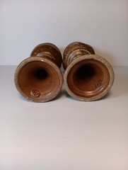 Stoneware Goblets Set of 2 Handmade Artisan Signed 8″ Tall Brown Unique Design