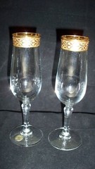 Lavorato (J Preziosi) A Mano Champagne Flutes – 24k Gold Trimmed – MAKE OFFER!