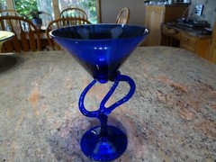 VTG HandBlown Colbalt Blue Martini Glass 7.5″ tall
