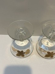 Pair of Vintage Libbey Gold Leaf / Gold Trim Champagne/Sherbet Glasses. MCM