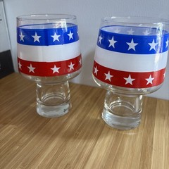 Libbey Pedestal Glassware Set 5.5” Stars and Stripes Red White and Blue (2)