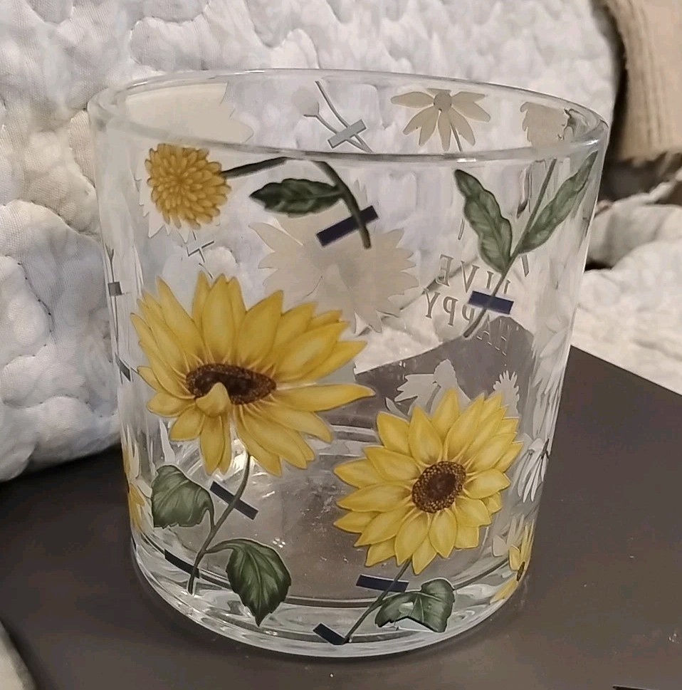 Daisy Glass Jar With Lid Embossed With Daisies Trinket Container