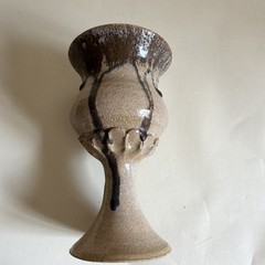 Vintage Brubeck Studio Art Pottery Goblets Chalices Set of 2 Signed Wedding MCM