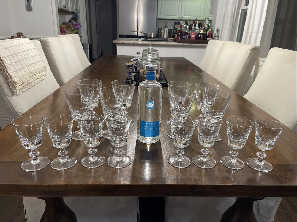 Val St Lambert State Plain Water Goblet Glasses Large And Small Lot Of 16 Total