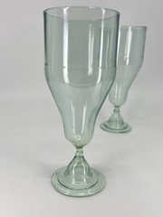 2 Antique handblown rum runner glasses Pale green 1930s Barware 7.25″H Vintage