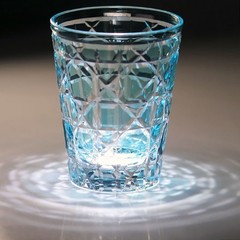 Diamond Cut Crystal Glasses Whiskey Vodka Juice Drinkware 10oz Sky Blue Gift Box