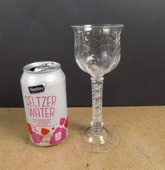 Antique Cut Rock Crystal Wine Glass Double Air Twist Stem