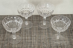 4 STUART Champagne Tall Sherbet Glasses HAND CUT BRITISH CRYSTAL Vintage Retired