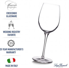 LUIGI BORMIOLI CRESCENDO CHARDONNAY WHITE WINE GLASS 4 PCS 13 OZ 9.6″H ITALY NIB