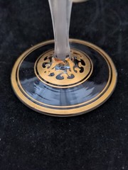 Moser Harrach Bohemian Art Nouveau Engraved Iris Gold Martini, Coupe, Champagne