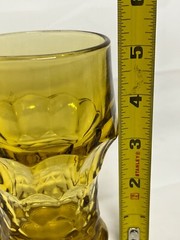 5 Vintage Anchor Hocking Amber Glasses Georgian Honeycomb Honey Gold 5″ 11 oz