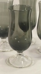Set 6 Vintage MCM Cordial Glasses Smokey Gray with Clear Foot Aperitif Digestif