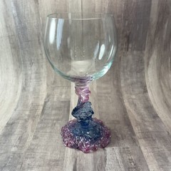Rare Handmade Romania Mouth-blown Euroglass Wine Glass Purple/Blue