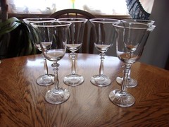 Wine Tulip Shaped Flared 7 3/4″ Double Wafer Stem 1924 Libbey – Set of 6