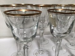Vintage Set of 13 Mikasa Gilded Edge Crystal Goblet Wine Glass Clear Barware