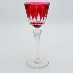 Baccarat Crystal Buckingham Cut Cranberry Cordial Shot Glass Wine Glass 8”