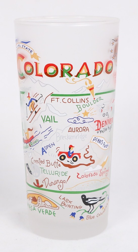 RARE ©2004 Catstudio Colorado State 15 oz. Tall Frosted Drinking Glass Broncos