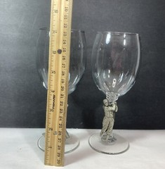 Fort Pewter Male Female Golfers Wine Water Glass Set Golf Gift Vintage