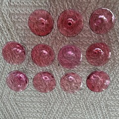 Cranberry Glass with Clear Stem, Coupe or Sherbet Cup, Vintage Set Of 11 Dessert