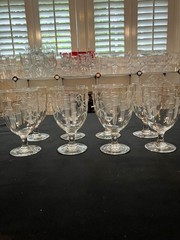 Bamboo (Smooth Stem) by Noritake – Eight Vintage Crystal Water Goblets