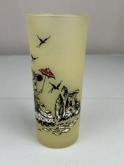 Libbey Yellow Satin Frosted Ice Tea Glass Tumbler Victorian Southern Belle