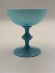 Vtg Portieux Vallerysthal Robin Egg Blue Opaline Glass Goblet 4.25” #13526
