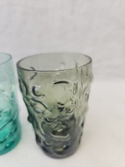 Anchor Hocking Lido Milano Juice Glasses 3” Tall Blue And Green Set of 3