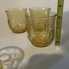 Set Of 4 Anchor Hocking Heritage Hill Honey Gold Circle Juice Glasses Tumblers