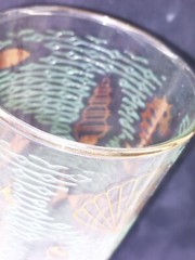 Vtg 2 Libbey Marine Life Pilsner Glasses Fish Seahorse Beach Tropical Gold Aqua