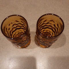 Vtg Gold Indiana Whitehall Cubist Juice Glasses, Set of 2, Excellent Condition