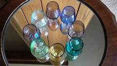 Vintage Mid Century Cordial Mini Snifter Set Of 8 Multi-Color Glasses