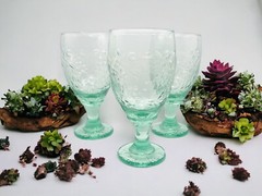 Set of 3 Green Orchard Stemmed Goblets – Elegant Glassware for Any Occasion