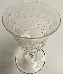 Pall Mall Lady Hamilton Port Wine Glass c1900s Etched & Cut 10.5cm Tall A/F chip