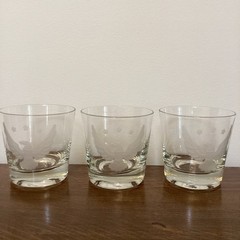 Vintage Whiskey Etched Eagle Low Ball Rocks Set of 3 America 250