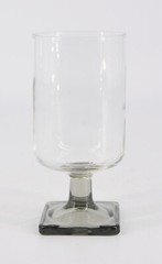Set of 8 Vintage Federal Glass Nordic Gray Smoke Square Foot Juice Cordial Glass