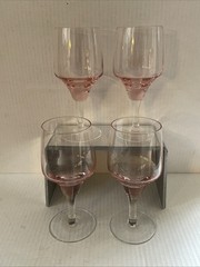 Set of 4 – SASAKI Harmony Coral Pink 6 7/8″ Water/Wine Glass Goblets 1970 JAPAN