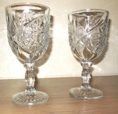 Libbey Hobstar Star Burst Clear Glass Water Goblets Set Of 2 Discontinued