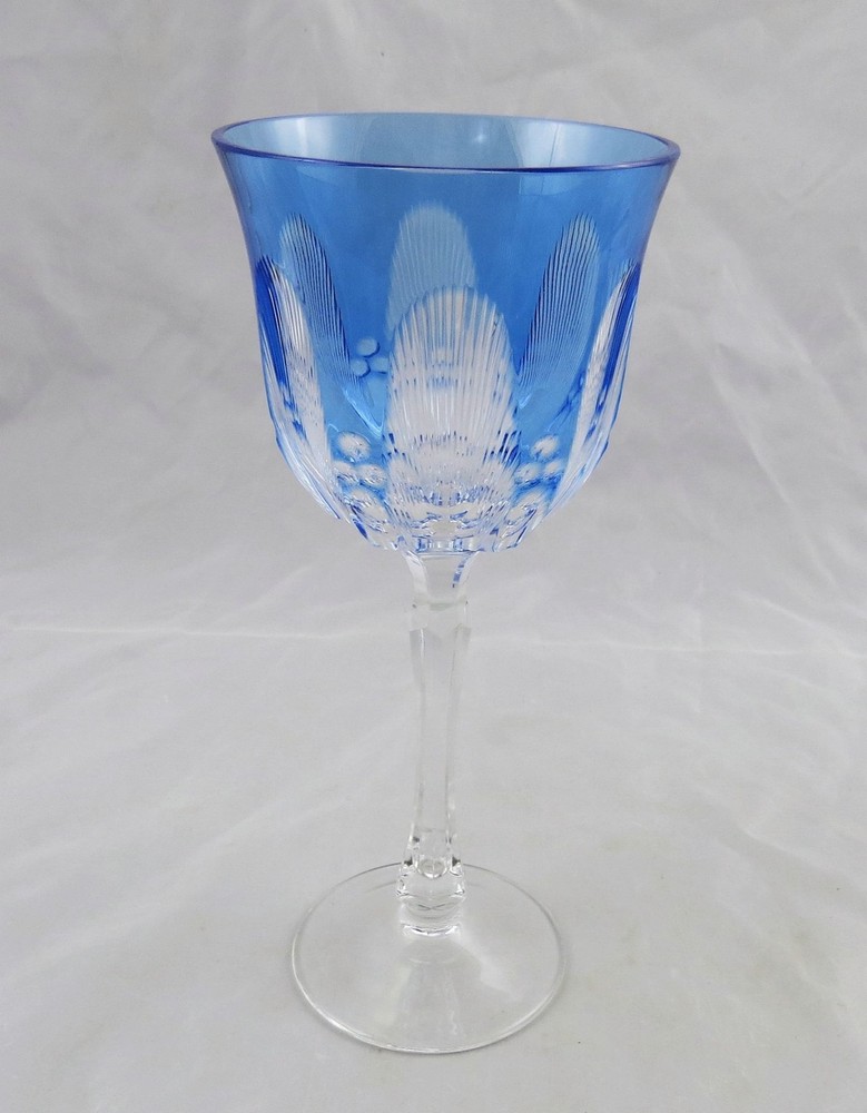 Varga Crystal Captiva Sky Blue Water Wine Hock Glass 8-3/4″ Multiple available