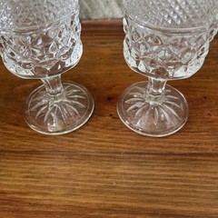 Vintage Lot of 2 Small Footed 5 3/8″ Anchor Hocking WEXFORD Stem Glasses 4 Oz