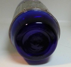 Vintage Polish PRL Cobalt Blue Glass Tumbler Warsaw Landmarks Metal Sleeve
