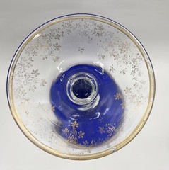 Gold & Crystal Embellished COBALT BLUE Oversized GOBLET TWISTED STEM 10.5″ tall