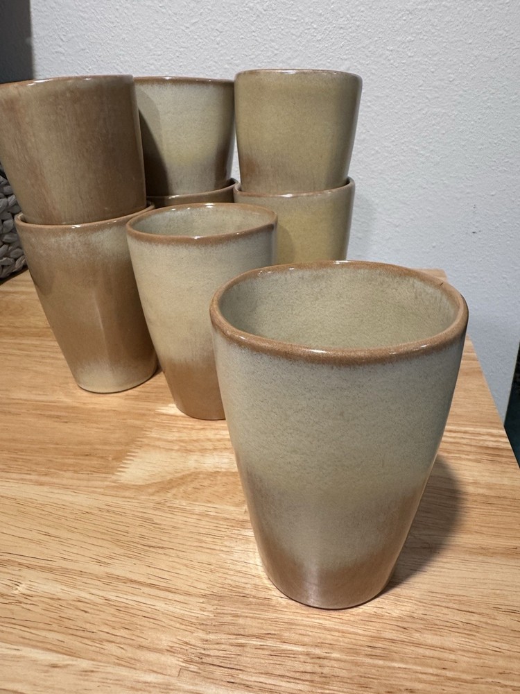 Vintage Frankoma Dessert Gold 12oz Tumbler Glass. Set of 4.